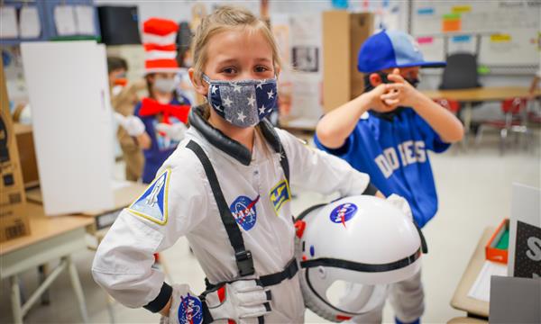 Student dressed as Sally Ride